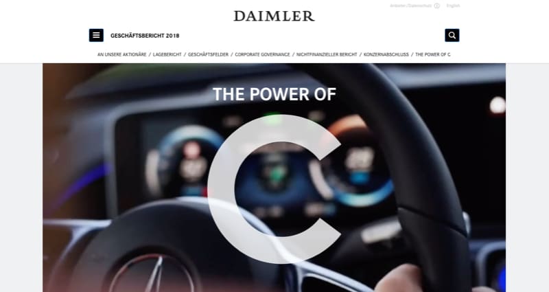 Projekt: The Power of C: Daimlers digitaler Geschäftsbericht 2018