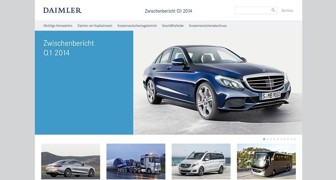 Referenz: Durch das Finanzjahr: Digitaler Quartalsbericht von Daimler