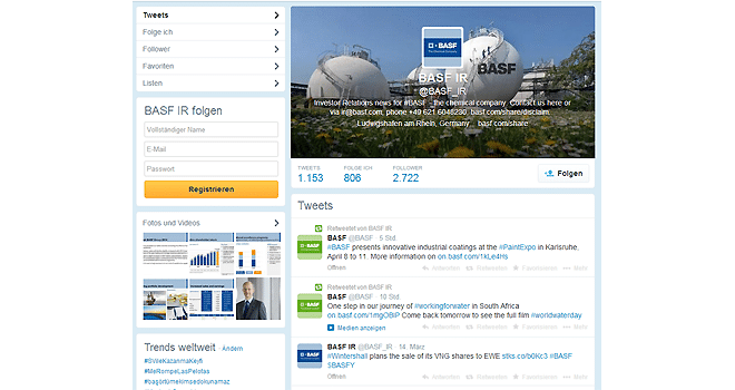 Referenz: Twitter als IR-Tool für BASF