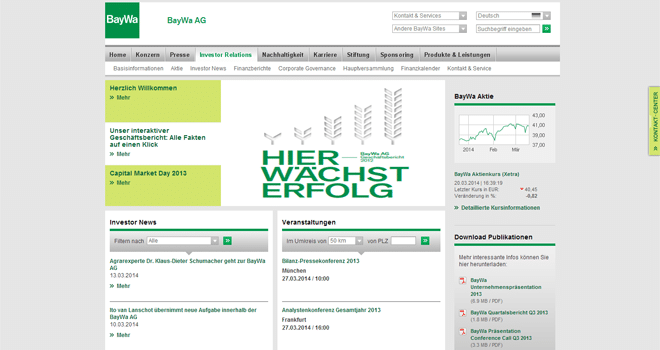 Neue Struktur, individuelles Design: Neukonzeption der IR-Website von BayWa Veranstaltung: Neue Struktur, individuelles Design: Neukonzeption der IR-Website von BayWa