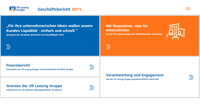 Referenz: Online-Geschäftsbericht nach Maß für VR Leasing Gruppe