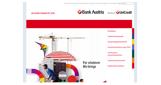 Kompakter Online-Geschäftsbericht für die Bank Austria Veranstaltung: Kompakter Online-Geschäftsbericht für die Bank Austria