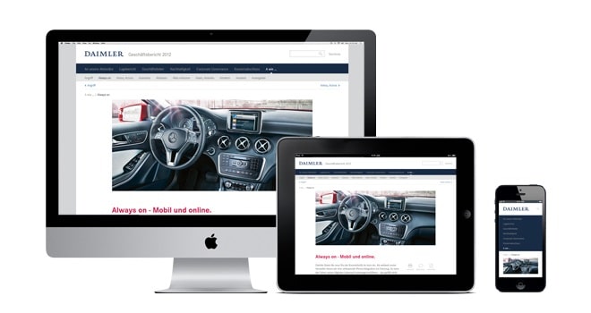 Referenz: Eine Lösung für alle: Responsiver Online-Geschäftsbericht für Daimler