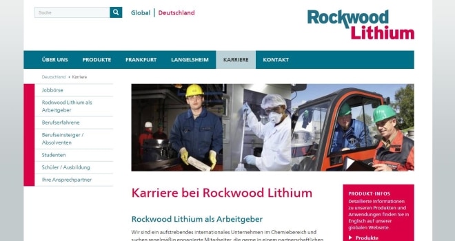 Projekt: So geht Bewerberansprache: Neuer Karrierebereich von Rockwood Lithium