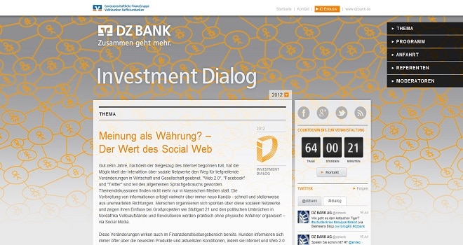 Im Gespräch mit den Zielgruppen: IR-Event-Website für DZ BANK Veranstaltung: Im Gespräch mit den Zielgruppen: IR-Event-Website für DZ BANK