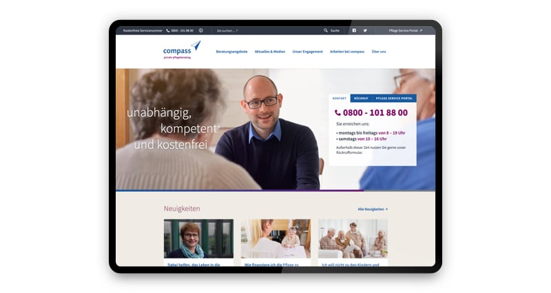 Referenz: Relaunches bei der compass private pflegeberatung