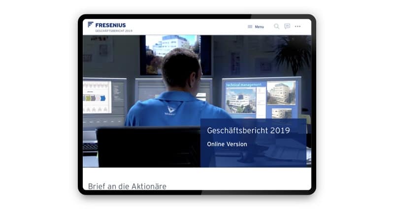 Referenz: Der Online-Bericht von Fresenius