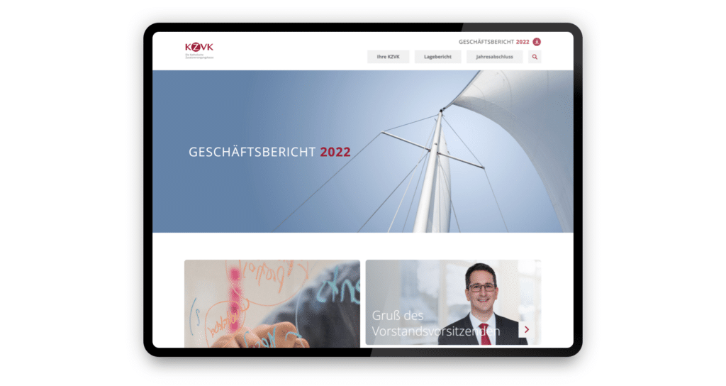 Referenz: Digitale Premiere: Online-Geschäftsbericht für die KZVK