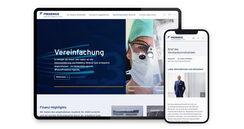 Referenz: Zukunftsweisend und Stakeholder-orientiert: Digitaler Geschäftsbericht von Fresenius