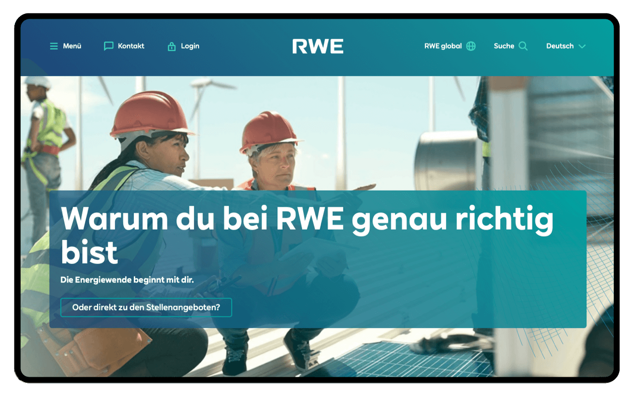 Purpose auf der Karriereseite von RWE
