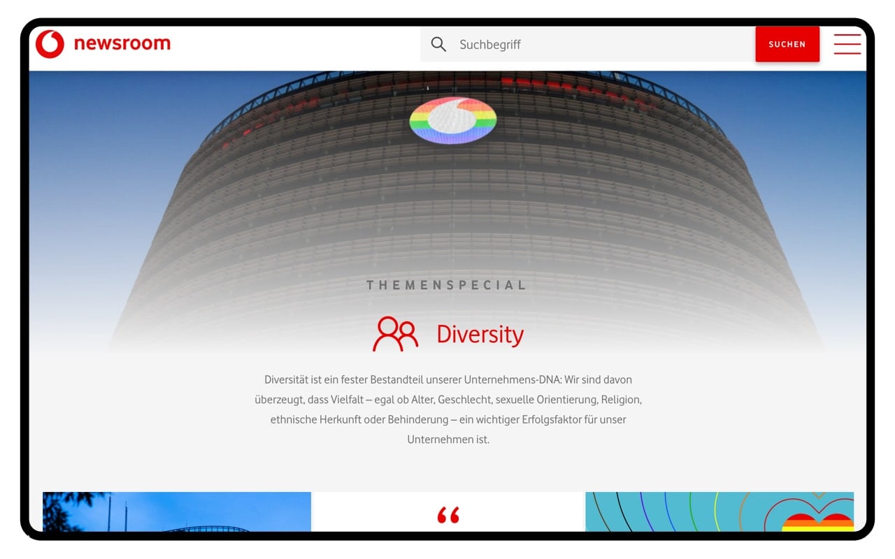 Vodafone bietet viele Inhalte unter dem Tag Diversity an