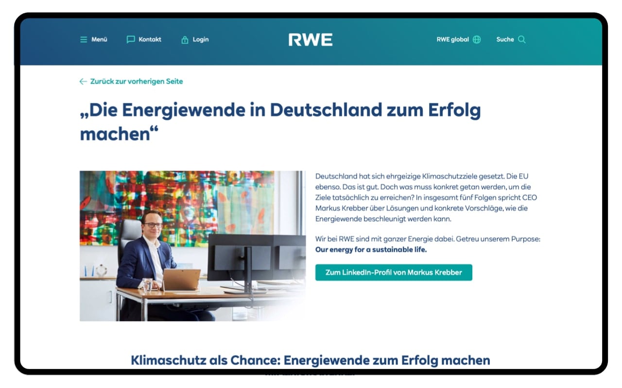 RWE bietet eine Videoreihe zum Thema Energiewende an